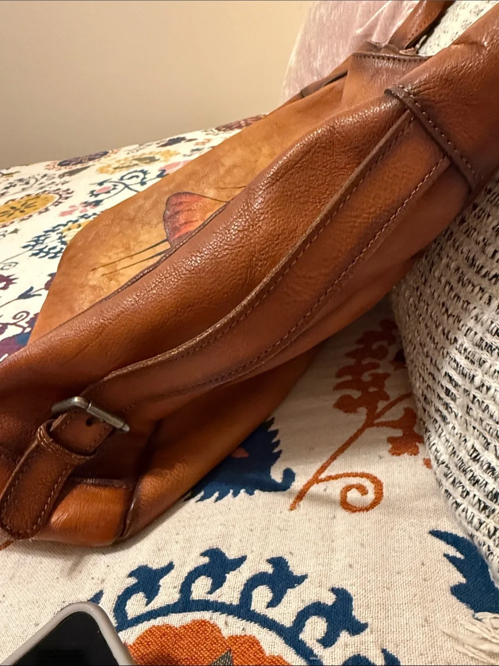 Leather “ballerina” large Hobo bag